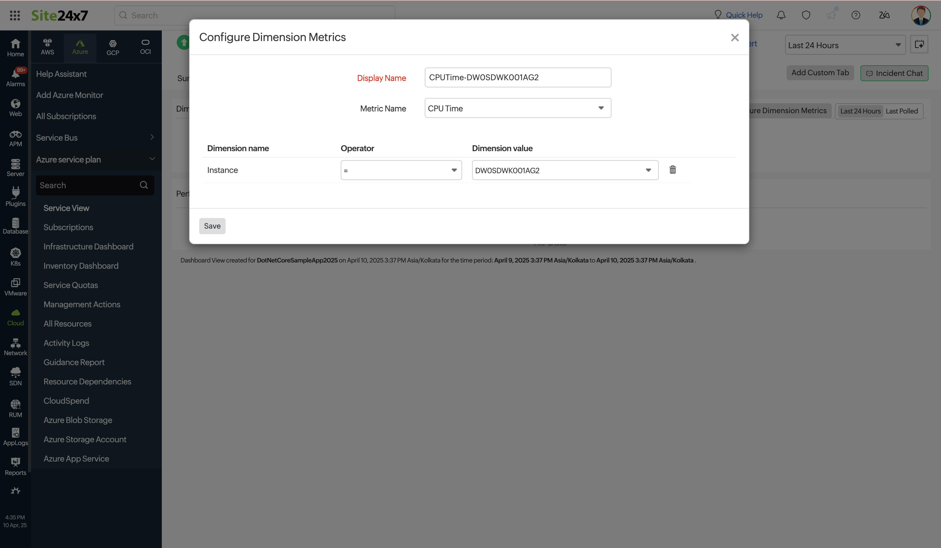 Configure Dimension Metrics