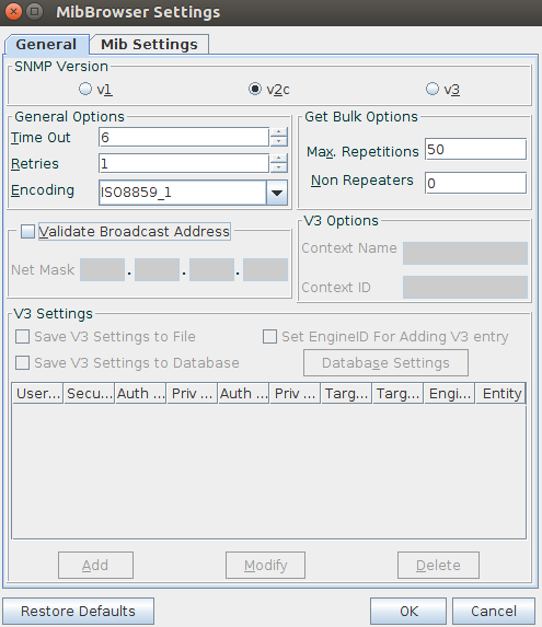 mib-vtwoc SNMP v2c configuration