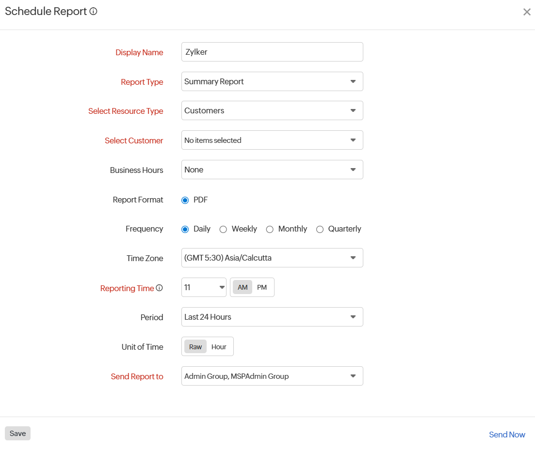 Scheduled Report - Summary report