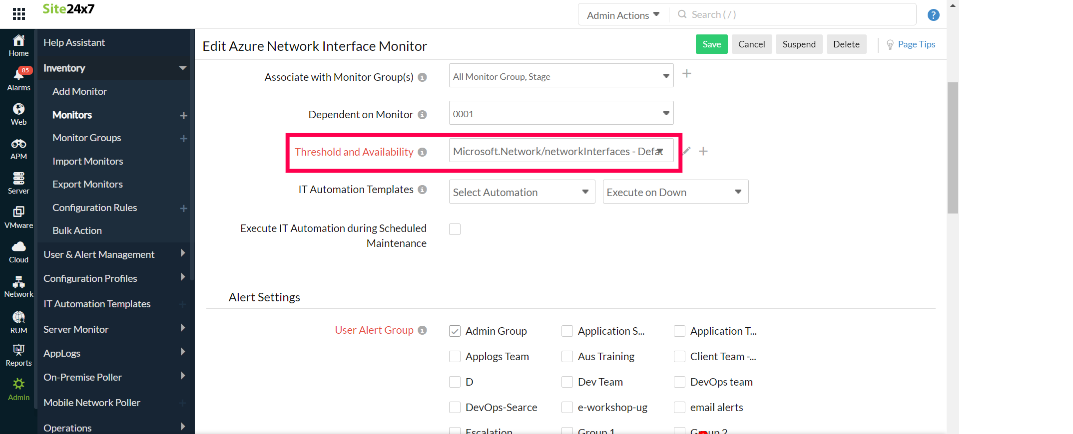 nw-interface-threshold Network Interface Threshold