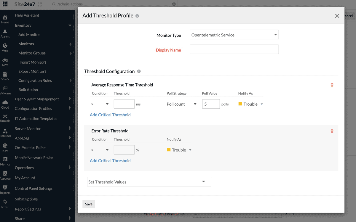 otel-threshold-configuration Add Threshold Profile in Opentelemetry