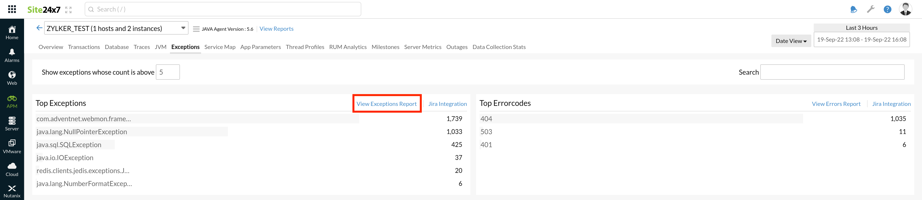 top-5-exceptions View Exceptions Report