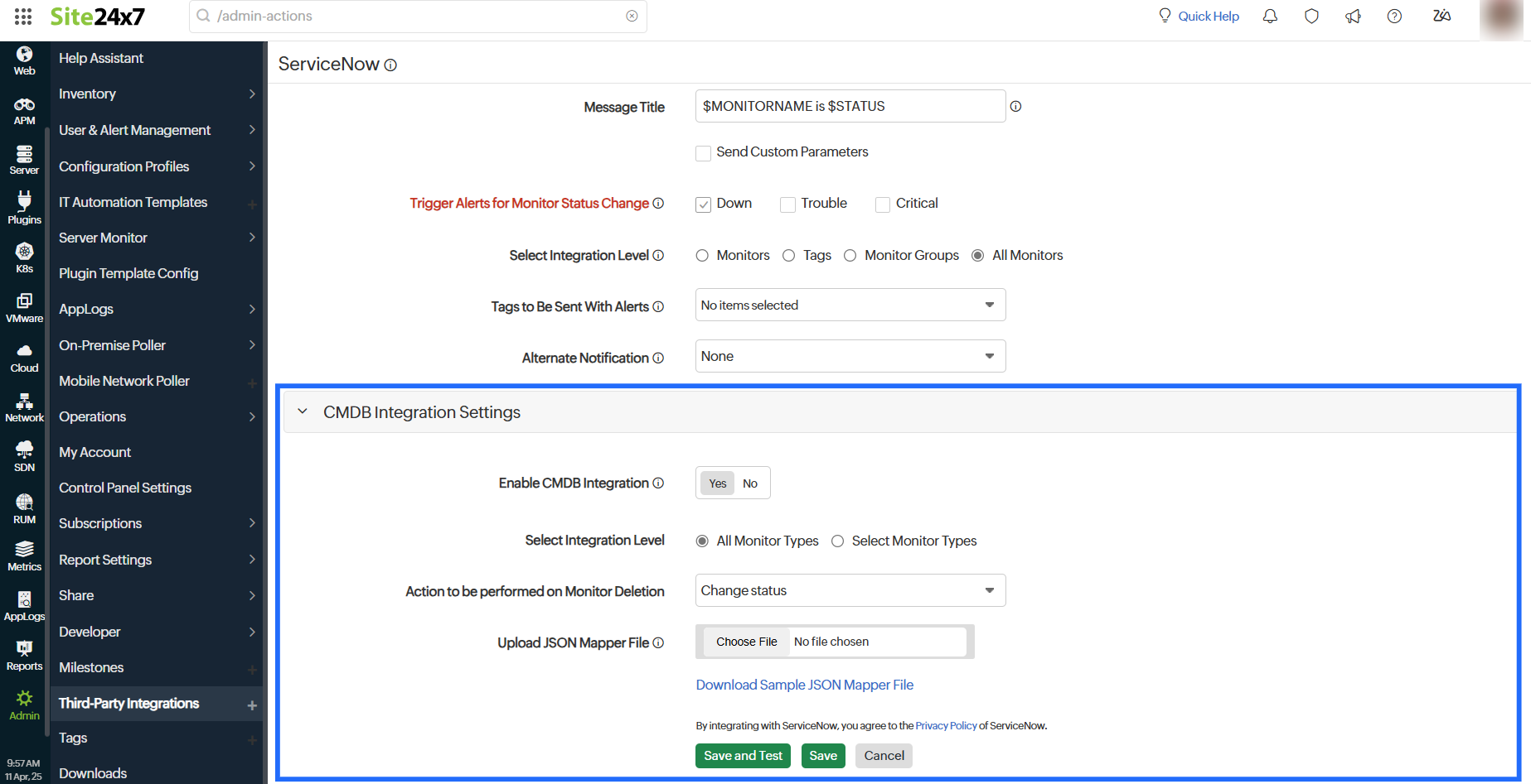 ServiceNow CMDB Settings