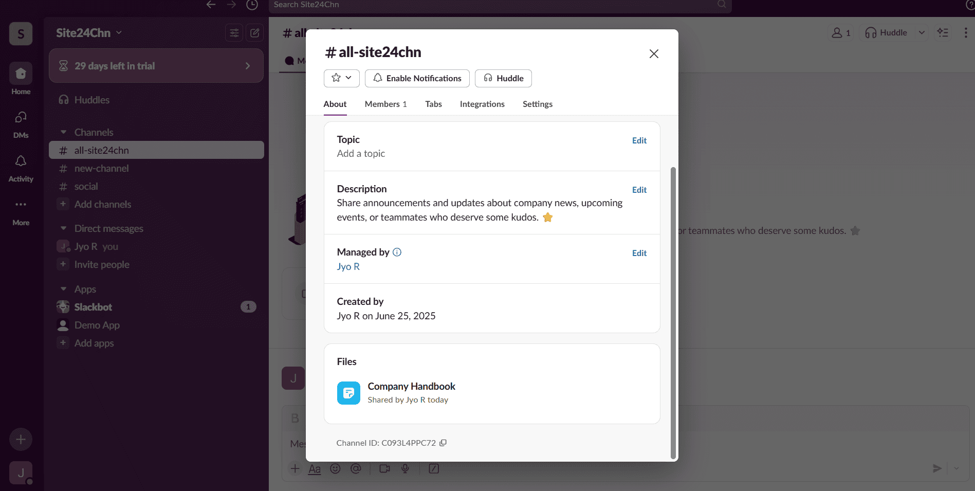 Slack Channel Id