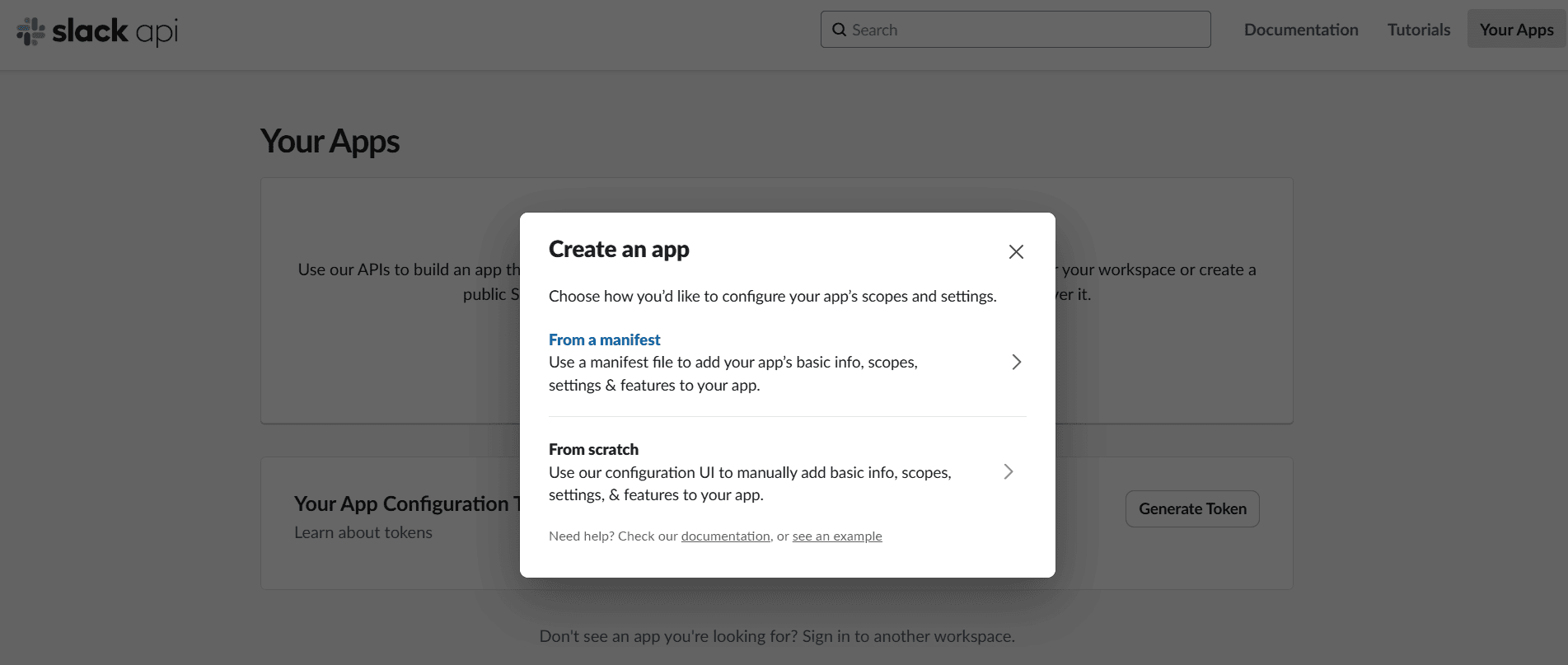 Slack Create an App