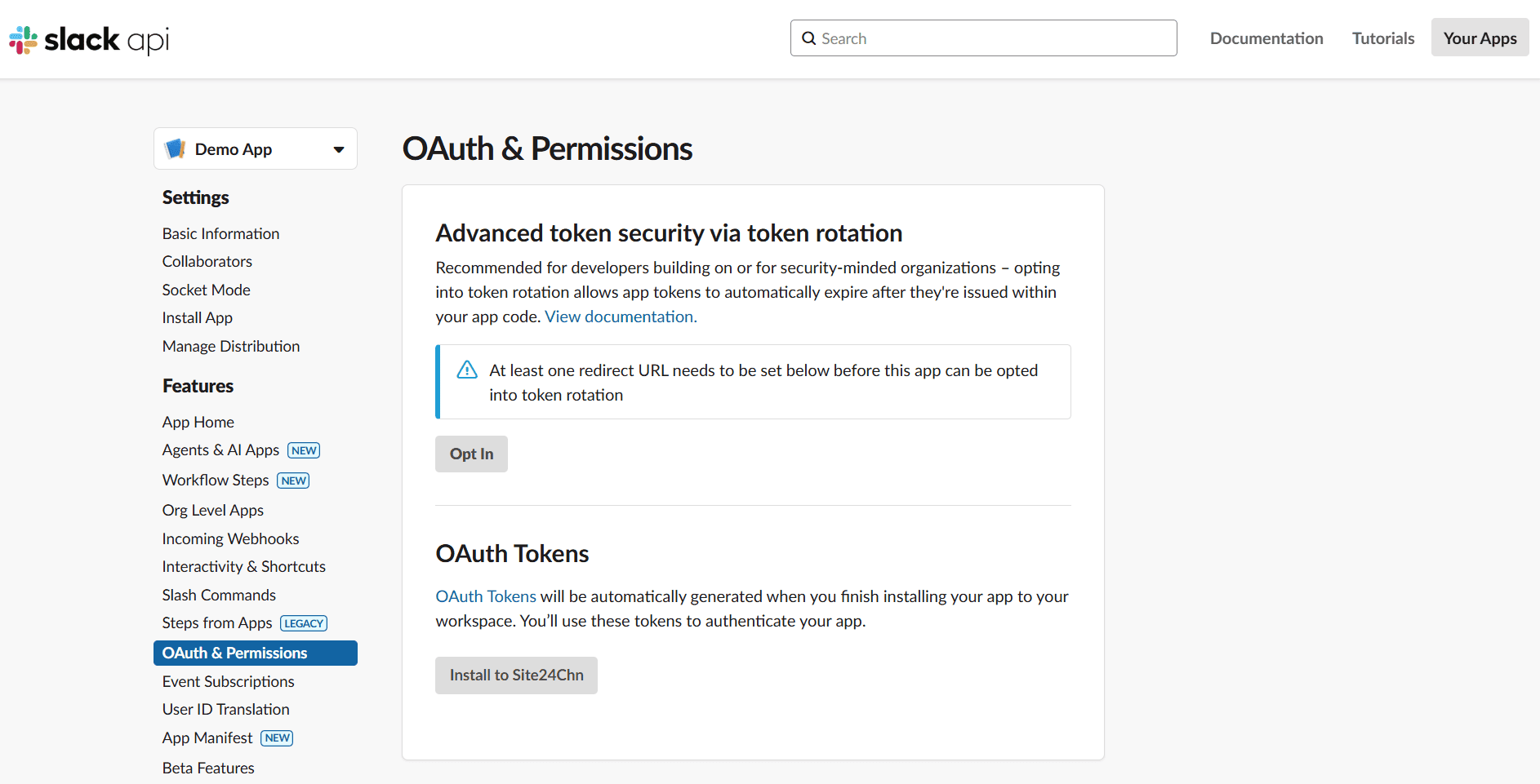 Slack OAuth and Permissions