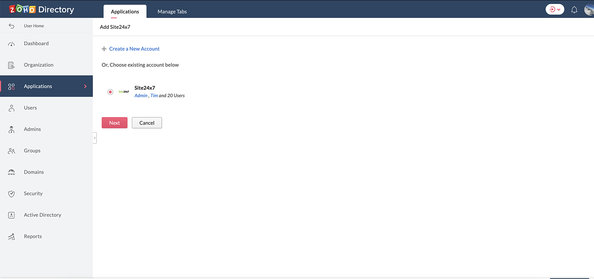 zoho-directory-add-site24x7