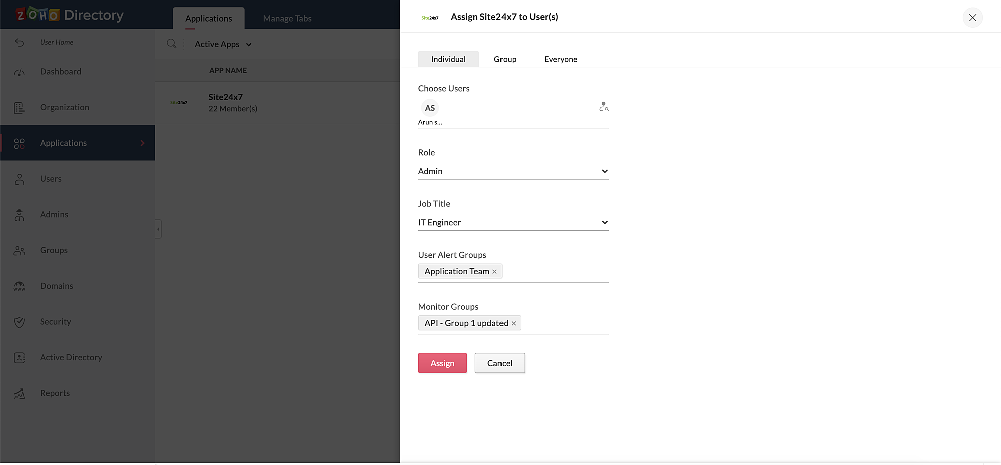 zoho-directory-assign-to-site24x7
